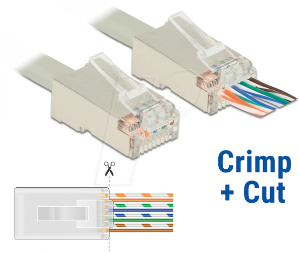 Вилки RJ45 обтискні+зрізані Cat.6 STP 20 штук