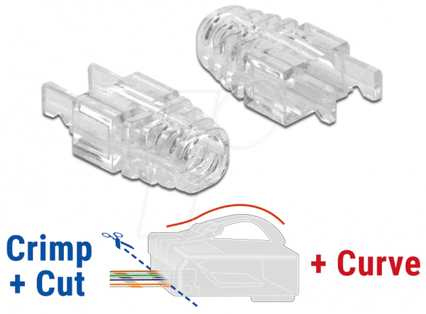 Чохол для зняття натягу для штекерів RJ45 Crimp+Cut+Curve, 20 штук