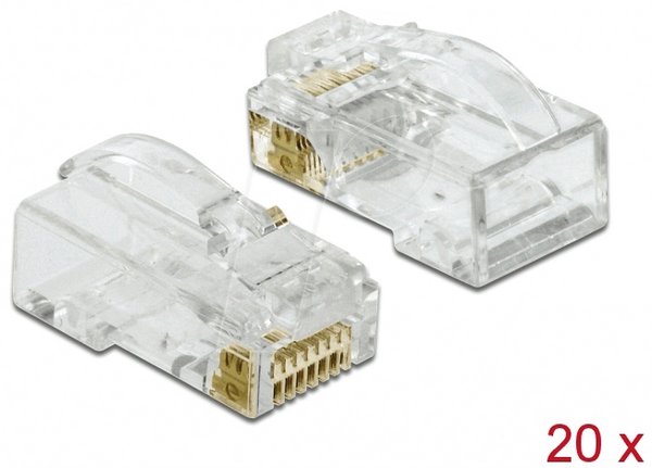 Вилки RJ45 обжимні+зрізані+вигнуті Cat.6 UTP 20 штук