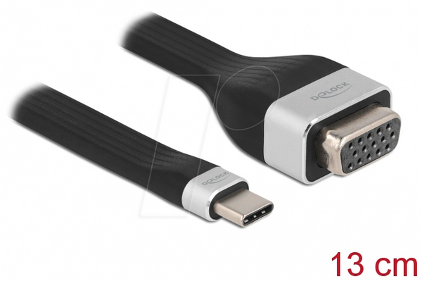 Адаптерний кабель USB C > VGA, 1080p, плоский, 13 см