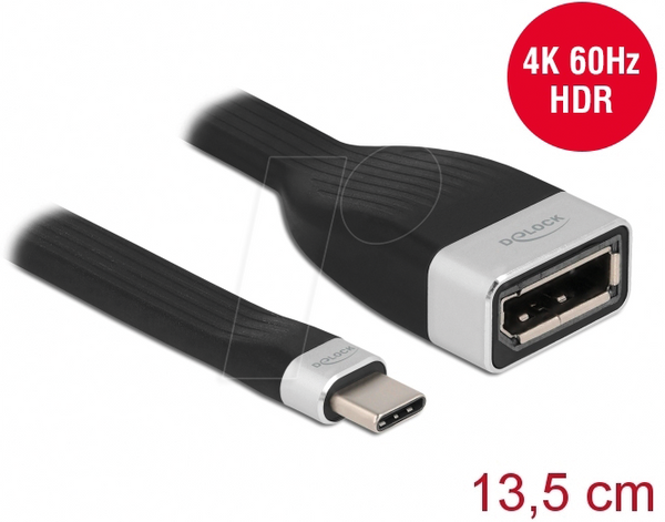 Адаптерний кабель USB C > DP, 4Kat 60 Гц, плоский, 13,5 см