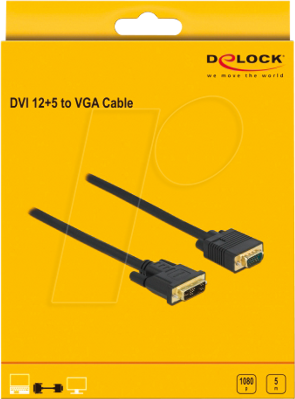 Кабель DVI 12+5 male - VGA male 5 м