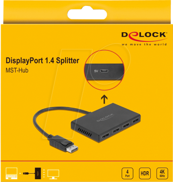 Розгалужувач DisplayPort 1.4 > 4 x DisplayPort