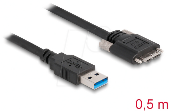 Кабель USB 3.0, A чоловічий - Micro-B чоловічий, з можливістю закручування, 0,5 м