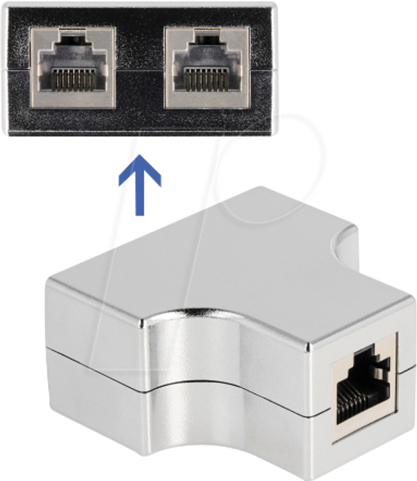 Розгалужувач / Т-подібний адаптер RJ45 з 1 гнізда RJ45 на 2 гнізда RJ45 Cat.5e