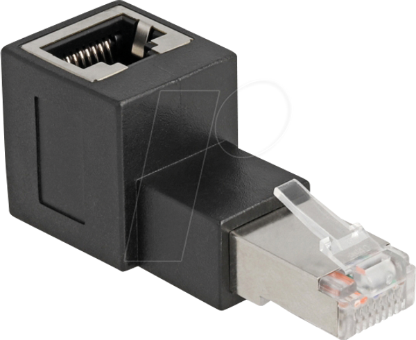 Адаптер RJ45 штекер-роз'єм RJ45 Cat.6A з кутом 90° вгору