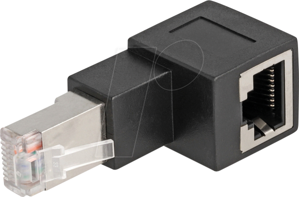 Адаптер RJ45 штекер-роз'єм RJ45 Cat.6A з кутом 90° вгору