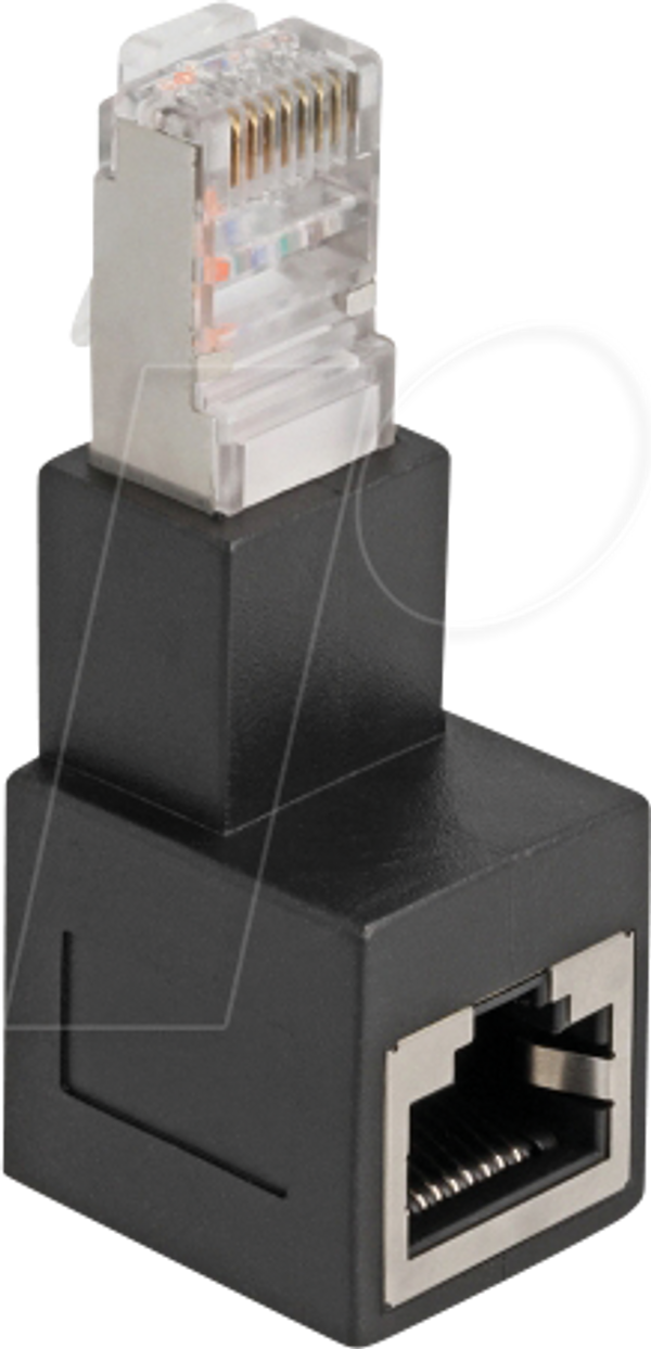 Адаптер RJ45 штекер-роз'єм RJ45 Cat.6A, кут 90° вниз