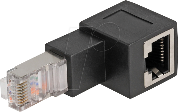 Адаптер RJ45 штекер-роз'єм RJ45 Cat.6A, кут 90° вниз