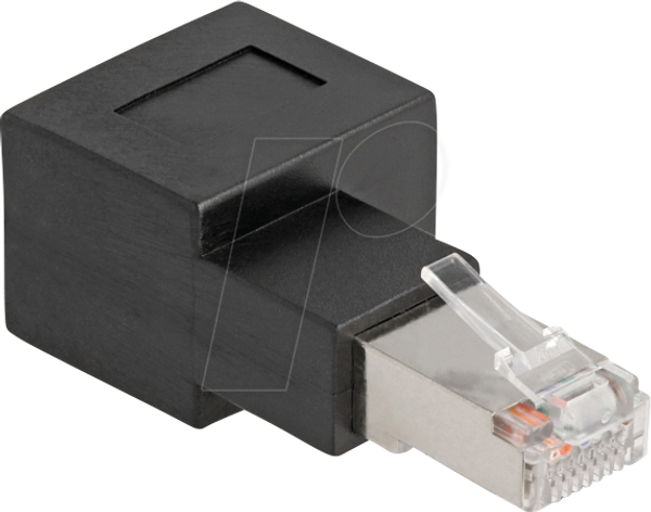 Адаптер RJ45 штекер-роз'єм RJ45 Cat.6A, прямий кут 90°