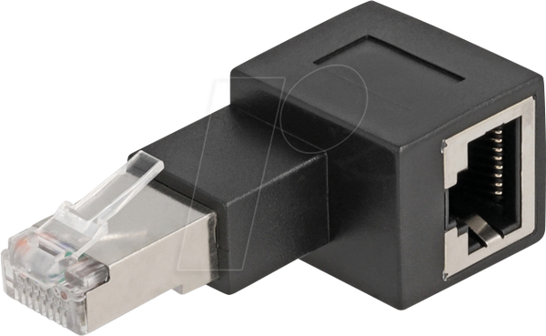 Адаптер RJ45 штекер-роз'єм RJ45 Cat.6A, прямий кут 90°