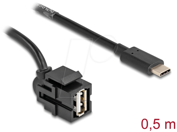 Модуль Keystone, USB A (мама) / USB C (тато), 0,5 м