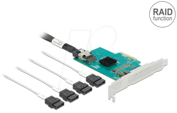 PCIe x4 > 4x SATA III, 6 Гбіт/с, низькопрофільний