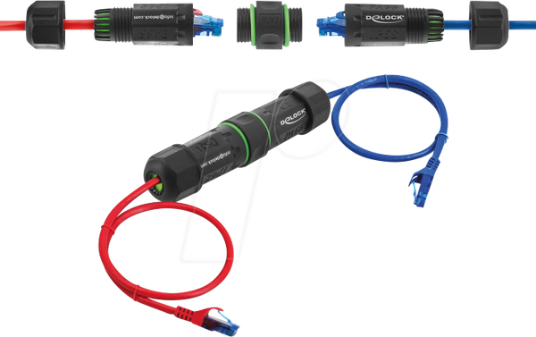 З'єднувач кабелю RJ45 штекер - RJ45 штекер Cat.6 з різьбою M16 IP6