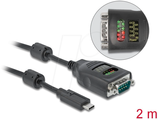 USB-конвертер, C - RS232, ESD, світлодіоди стану, 2 м