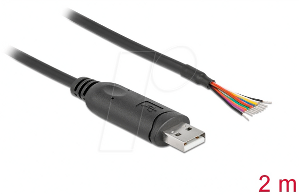 Перетворювач USB 2.0, A на 1x RS-232, 9x відкритих кінців, 2 м