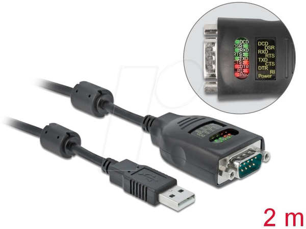 USB-перетворювач, A на RS232, ESD, світлодіоди стану, 2 м