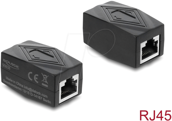 Адаптерна муфта, розетка RJ45-розетка, Cat.6, чорна
