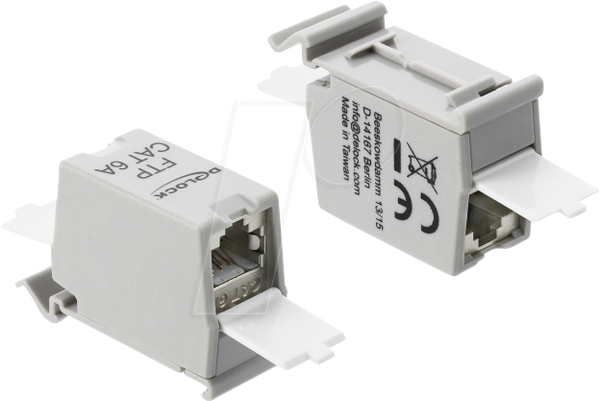 Перехідник RJ45 Cat.6A, пилозахисна кришка між розетками, екранована