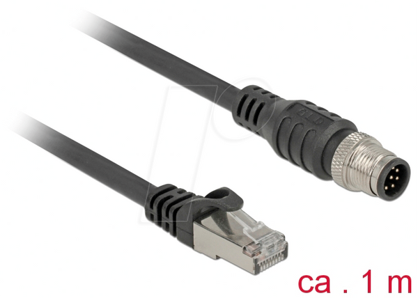 Штекер RJ45 > штекер M12, 8-контактний, Cat.5e SFTP