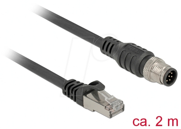 Штекер RJ45 > штекер M12, 8-контактний, Cat.5e SFTP