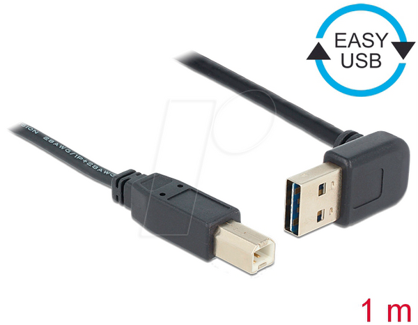 Кабель EASY-USB 2.0 чоловічий, кутовий > USB-B