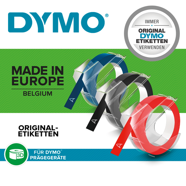 Лента с тиснением DYMO/этикетка с тиснением, 9 мм, черный, красный и синий цвета