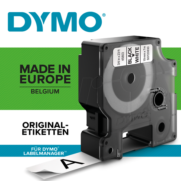 Полиэстеровая лента DYMO D1, 19 мм, черная/белая, VP