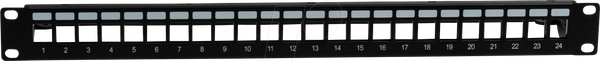 Патч-панель Keystone, 24-портова, 1U, складна, чорна
