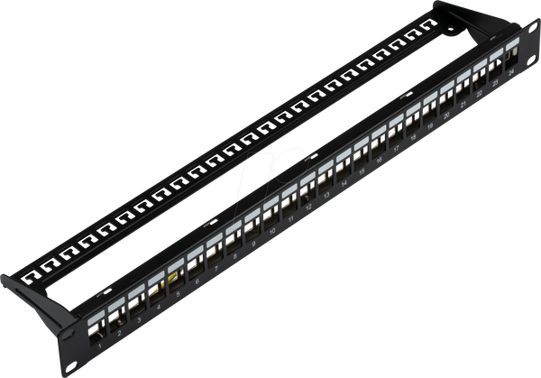 Патч-панель Keystone, 24-портова, 1U, складна, чорна