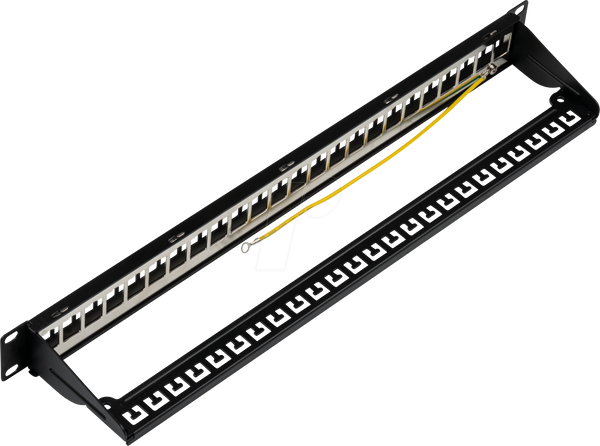 Патч-панель Keystone, 24-портова, 1U, складна, чорна