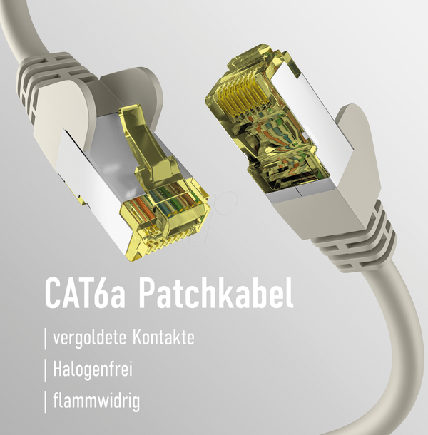 Патч-кабель, Cat.6a, S/FTP PiMF, 2 м, сірий