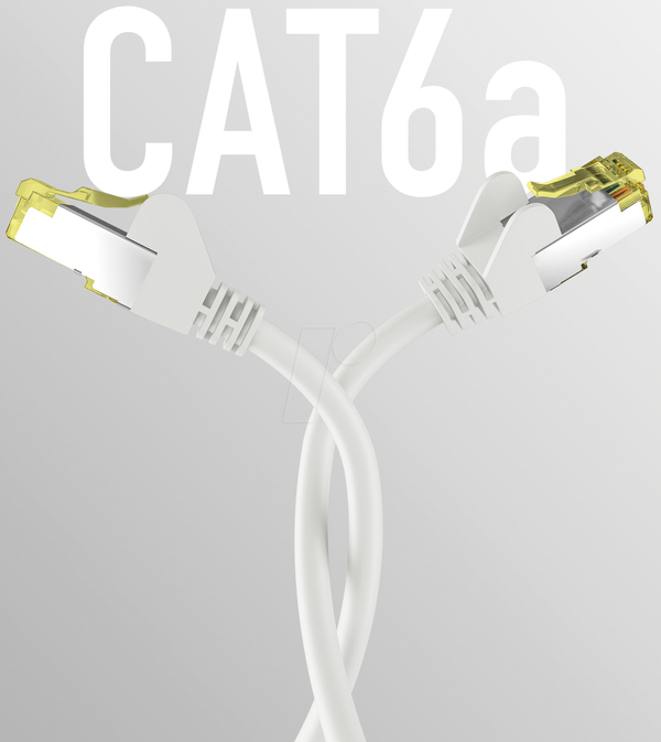 Патч-кабель, Cat.6a, S/FTP PiMF, 5 м, білий