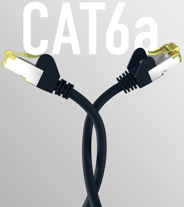 Патч-кабель, Cat.6a, S/FTP PiMF, 20 м, чорний
