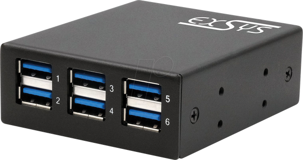 6-портовий концентратор USB 3.2, 15 кВ ESD, зовнішній перемикач джерела живлення