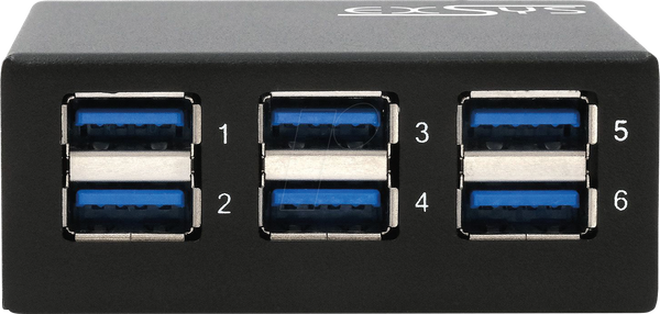 6-портовий концентратор USB 3.2, 15 кВ ESD, зовнішній перемикач джерела живлення