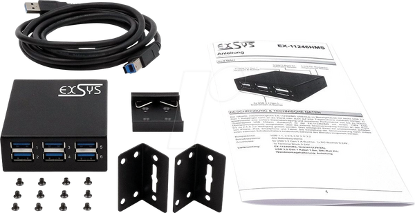 6-портовий концентратор USB 3.2, 15 кВ ESD, зовнішній перемикач джерела живлення