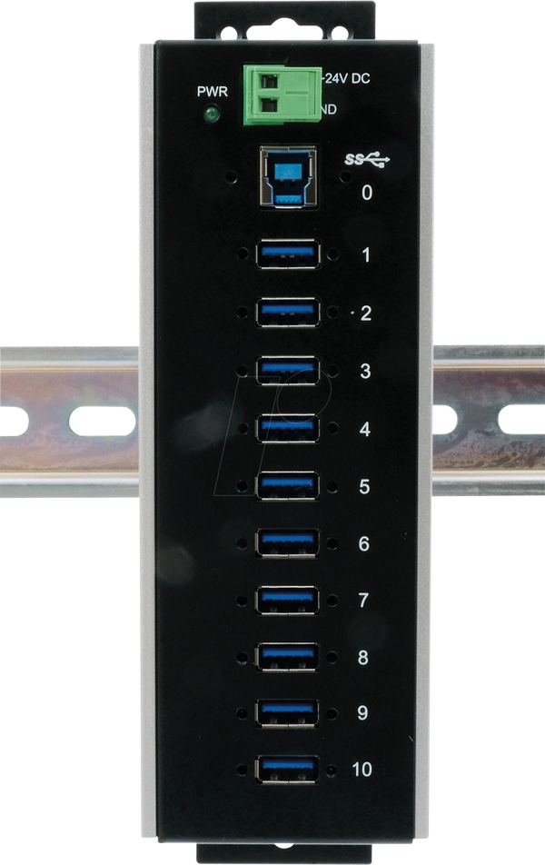 Промисловий концентратор USB 3.0 на 10 портів, 10x USB-A, 15 кВ ESD, температура