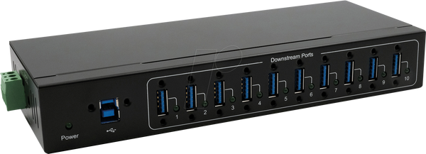 Десятипортовий промисловий концентратор USB 3.0, 15 кВ ESD, настільний, настінний, DIN-рейка