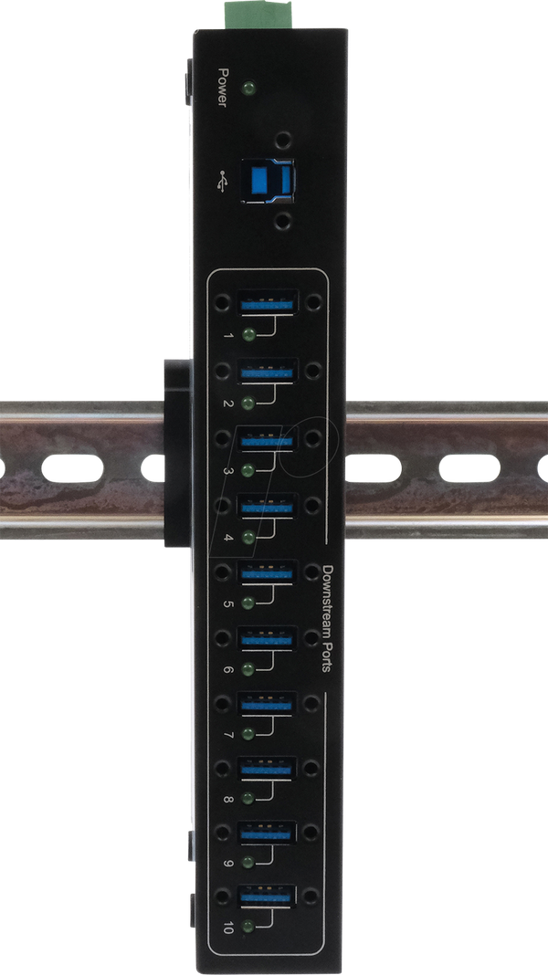 Десятипортовий промисловий концентратор USB 3.0, 15 кВ ESD, настільний, настінний, DIN-рейка