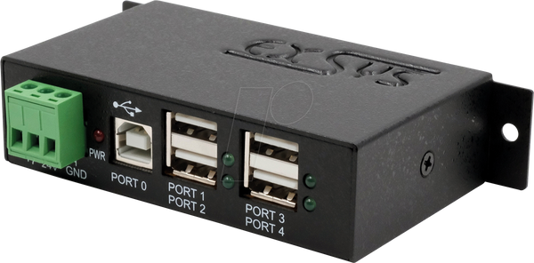 Промисловий концентратор USB 2.0 з 4 портами, 15 кВ ESD, Din-рейка