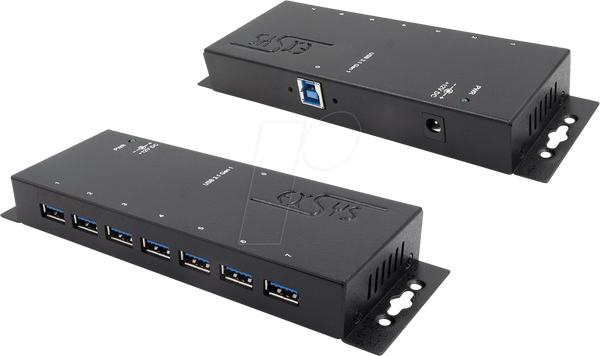 Промисловий концентратор на 7 портів USB 3.0, 7x A, 15 кВ ESD
