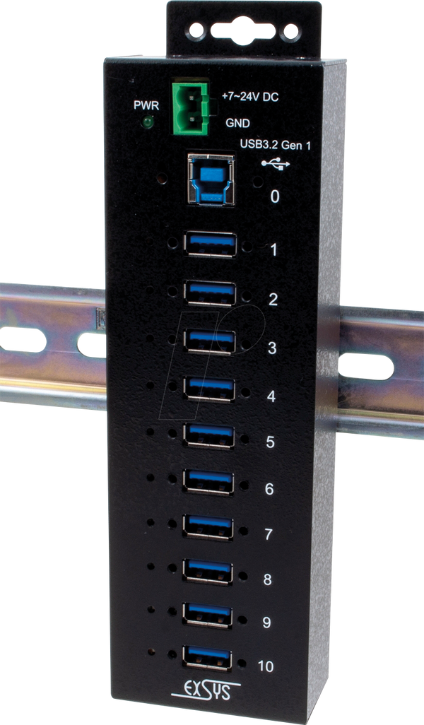 Промисловий концентратор USB 3.0 на 10 портів, керований, 15 кВ ESD