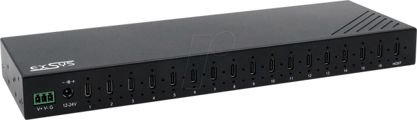 16-портовий концентратор USB 3.2 Gen 2, 16 портів USB-C, 120 Вт