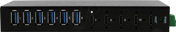 10-портовий концентратор USB 3.2 Gen 2x1, 4 порти USB-C, 6 портів USB-A