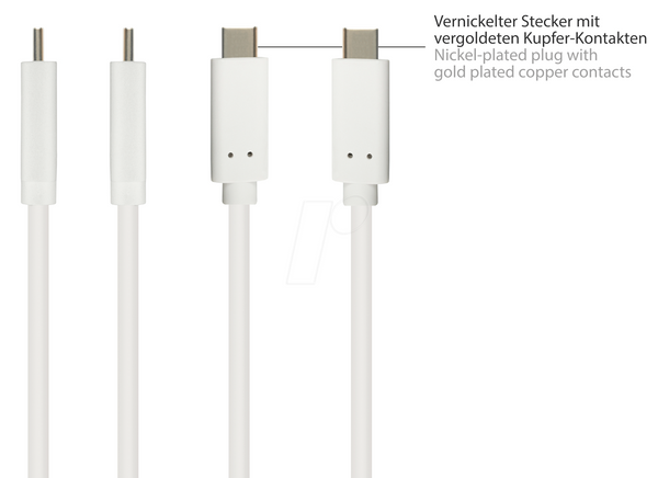 Кабель USB 3.1, штекер A - штекер C, білий, 0,5 м