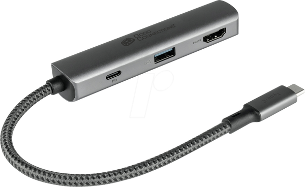 USB 3.0, 3-портовий концентратор, 1xA, 1xHDMI, 1xPD 94 Вт, кабель USB-C