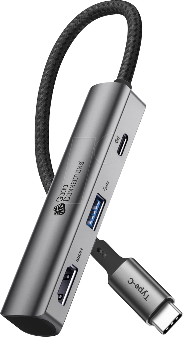 USB 3.0, 3-портовий концентратор, 1xA, 1xHDMI, 1xPD 94 Вт, кабель USB-C