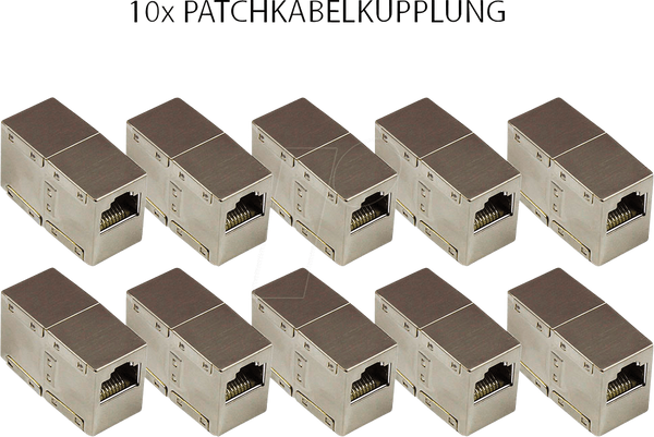 З'єднувач для патч-кабелю Cat. 6, RJ45, повністю екранований, 10 шт.