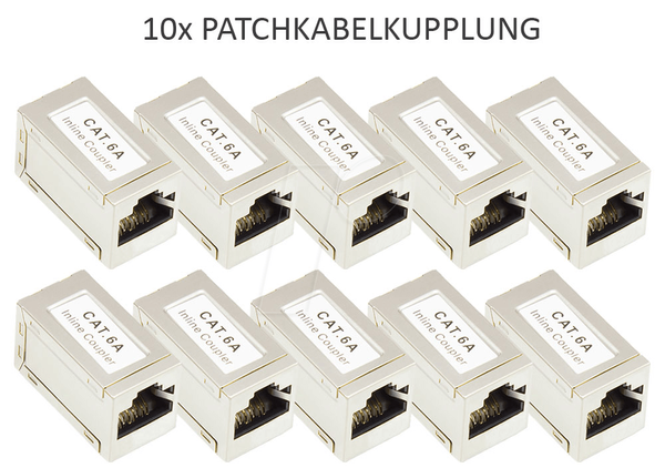 З'єднувач для патч-кабелю Cat. 6A, RJ45, повністю екранований, КОМПЛЕКТ 10 шт.